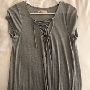 Hollister Soft Lace Up Ribbed T-Shirt